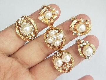 Bulk Lots: 100PCS Fashion gold pearl ring