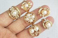 Bulk Lots: 100PCS Fashion gold pearl ring
