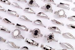 Bulk Lots: 100PC Black and white painting oil drop oil rhinestone ring