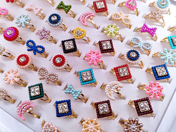 Bulk Lots: 100pc colorful plastic pearl accessories ring
