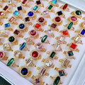 Bulk Lots: 100PC  Fashion Gemstone Colored Glass Ring 