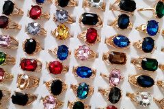 Bulk Lots: 100PC Colored Glass Crystal Gemstone Women’s Ring