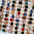 Bulk Lots: 100PC Colored Glass Crystal Gemstone Women’s Ring