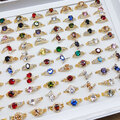 Bulk Lots: 100PC  European and American simple color crystal rings ​