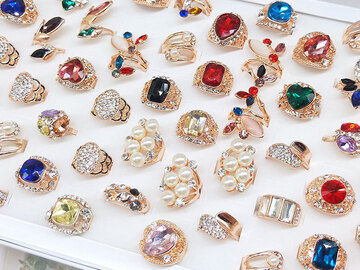 Bulk Lots: 100PC Fashionable Mixed Gemstone Women’s Ring