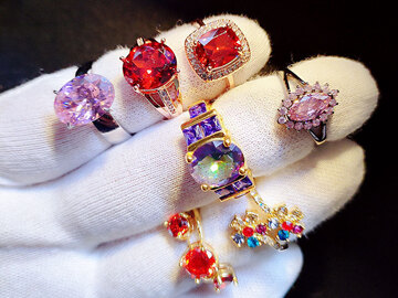 Bulk Lots: 100PC fashionable colorful zircon copper ring inlay