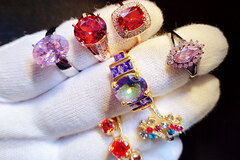 Bulk Lots: 100PC fashionable colorful zircon copper ring inlay