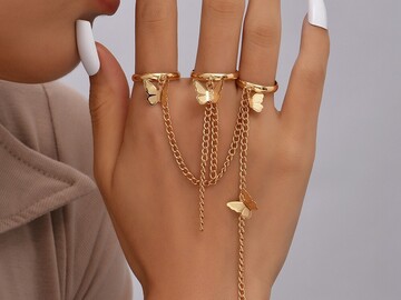 Buy Now: 100pcCreative Butterfly Link Chain Bracelet Connected Finger Ring