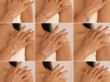 Buy Now: 100pcs Simple pearl heart-shaped chain multi-layer finger chain