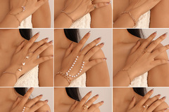 Comprar ahora: 100pcs Simple pearl heart-shaped chain multi-layer finger chain