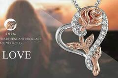 Comprar ahora: 50PC Love Rose Rhinestone Necklace Pendant Valentine's Day Gift