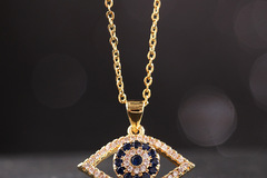 Buy Now: 20PC hot style zircon enamel eye pendant necklace
