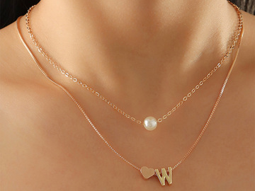 Buy Now: 30PC Fashion Letter Pearl Pendant Love Necklace