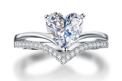 Buy Now: 50PC simple heart-shaped zircon rhinestone ring