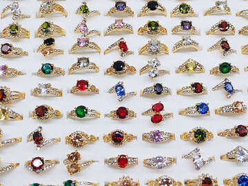 Buy Now: 100PC Fashion Colorful Zircon Crystal Ring Material: Alloy Style: