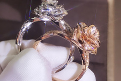 Comprar ahora: 50PC rose gold rhinestone rosette ring for women