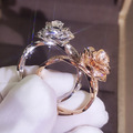 Comprar ahora: 50PC rose gold rhinestone rosette ring for women