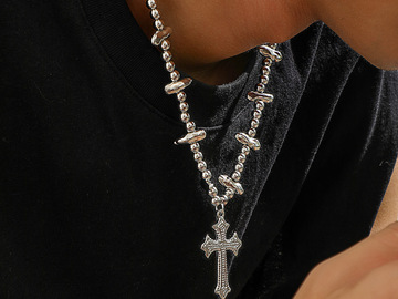 Buy Now: 30pcs men’s hip hop pearl cross necklace