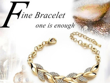 Buy Now: 50PC Golden Leaf Fashion Women’s Rhinestone Bracelet