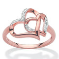 Buy Now: 100PC Fashion Hollow Double Heart Rhinestone Love Ring