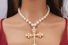 Comprar ahora: 30PCS High Imitation Pearl Necklace Cross Pendant