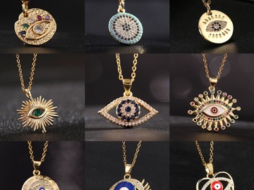 Buy Now: 30PCS Fashion Colorful Zircon Eye Pendant Necklace