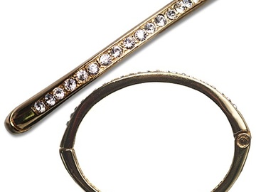 Comprar ahora: 40 pcs-Polished 14kt Goldtone Swarovski Crystal Bangle Bracelet-$