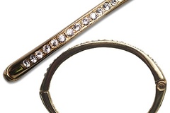 Buy Now: 40 pcs-Polished 14kt Goldtone Swarovski Crystal Bangle Bracelet-$