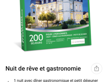 Vente: Coffret Wonderbox "Nuit de rêve et gastronomie" (389,90€)