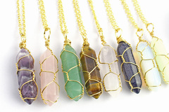 Comprar ahora: 50PCS Natural Stone Crystal Pendant Necklace
