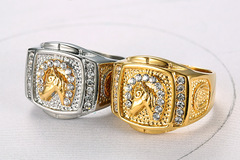 Buy Now: 50PCS Personalized Rhinestone Horse Head Men’s Ring
