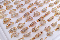 Buy Now: 100PCS Gold Rhinestone Women's Ring Large Size Ring