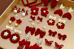 Buy Now: 50 pairs of rhinestone red velvet versatile earrings