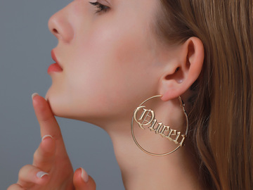 Buy Now: 80 Pairs Stylish Round Letter Queen Earrings