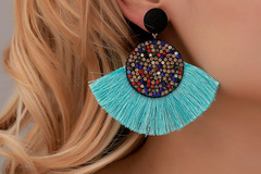 Buy Now: 80 Pairs Colorful Rhinestone Scalloped Tassel Earrings