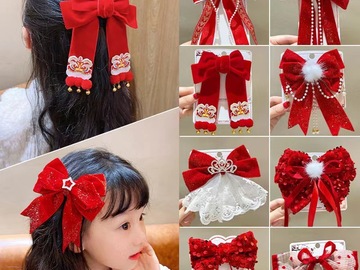 Buy Now: 50pcs Red big bow hairpin for children for new year