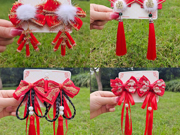 Buy Now: 30pcs New Year's Hair Accessories Bow Tassel Girls Hairpin