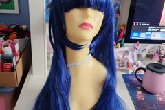 Selling with online payment: LONG DARK BLUE WIG WITH BANGS