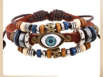Buy Now: 50PCS Beaded Eye Snap Color Cowhide Bracelet