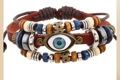 Buy Now: 50PCS Beaded Eye Snap Color Cowhide Bracelet
