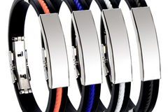 Comprar ahora: 50PCS Men's Titanium Steel Silicone Wristband Bracelet