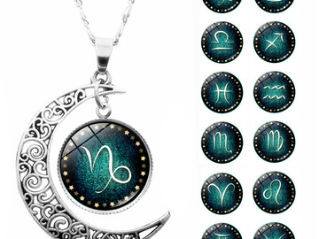 Comprar ahora: 100PCS Versatile Silver Hollow Moon Pendant Necklace