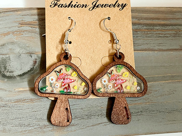 Buy Now: 50 Pairs Wooden Mushroom Floral Earrings