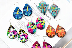 Buy Now: 100 Pairs Colorful Flower Print Acrylic Earrings