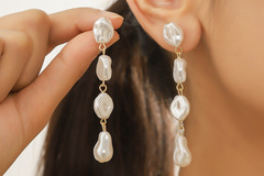 Buy Now: 50 Pairs Irregular Long Baroque Imitation Pearl Earrings
