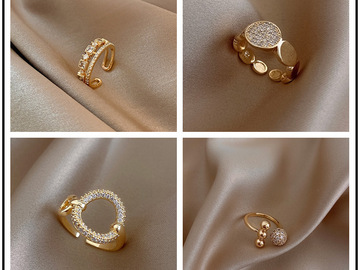 Buy Now: 50PCS Light Luxury Double Layer Zirconia Open Ring