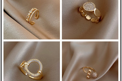 Comprar ahora: 50PCS Light Luxury Double Layer Zirconia Open Ring