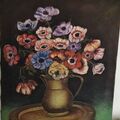Vente: Peinture sur toile « fleurs » 46x38 non signée