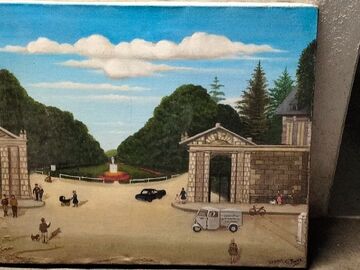 Selling: Peinture sur toile « Parc de Maisons» 65x50 signée C Favier 1968 