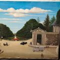 Vente: Peinture sur toile « Parc de Maisons» 65x50 signée C Favier 1968 